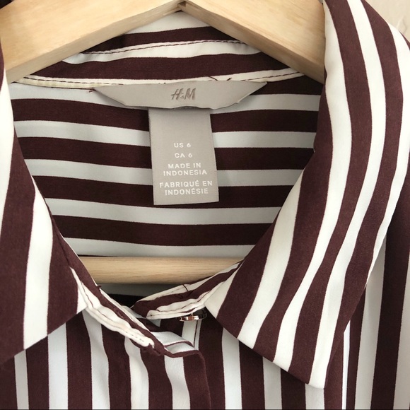 H&M Cafe Chiffon Striped Button Down Shirt 6 - Picture 5 of 5